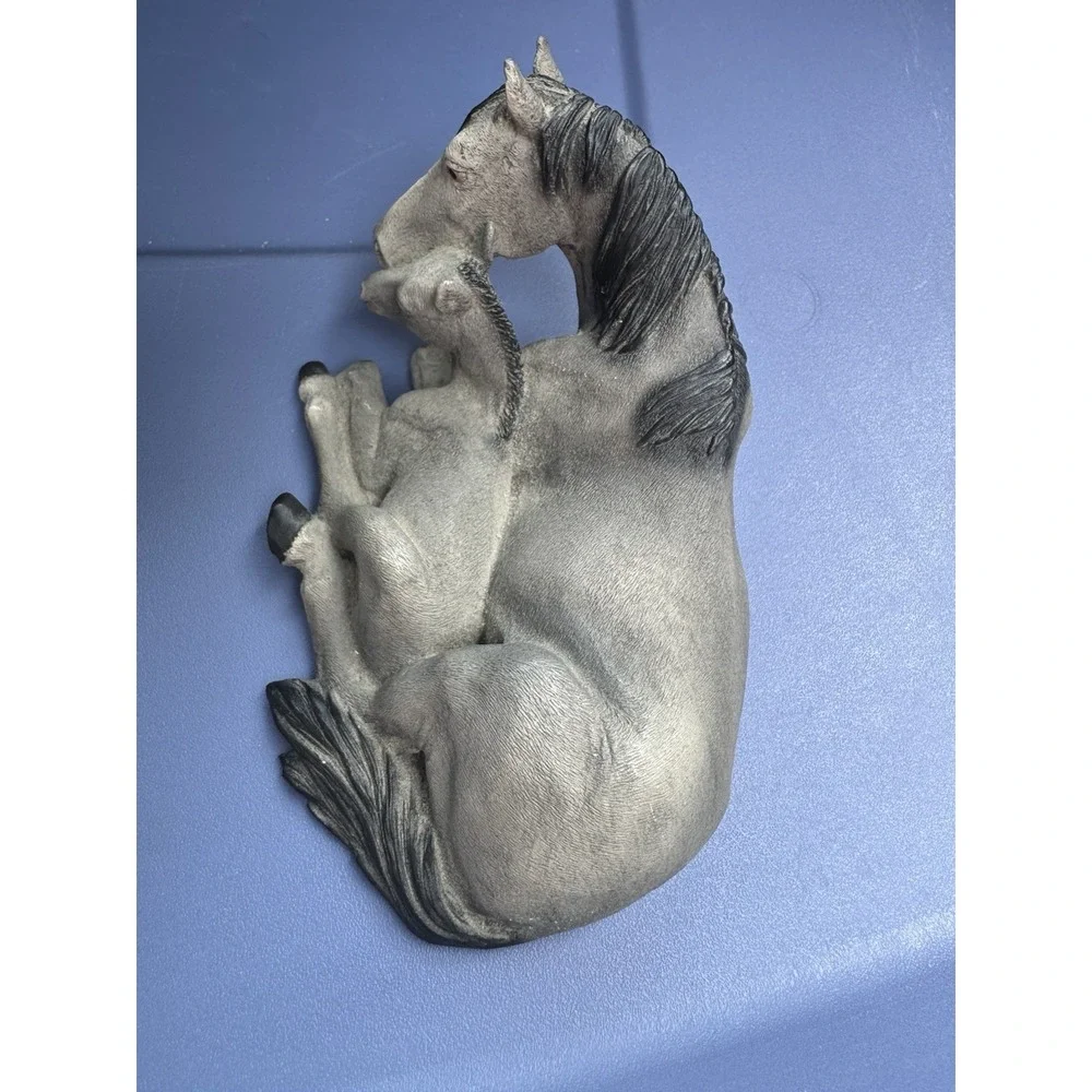 Vtg 1988 Castagna Italy Gray Horse Mare Foal Resin Figurine Equestrian Decor